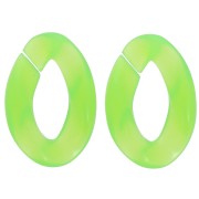 Eslabón ovalado trenzado de acrílico transparente 29,5x20 mm - Verde fluorescente x1