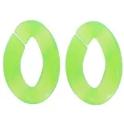 Eslabón ovalado trenzado de acrílico transparente 29,5x20 mm - Verde fluorescente x1