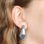 Pendientes gota abombada 39x21 mm - acero inoxidable 304 x2