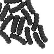 Cuentas tubo curvado retorcido 31x10mm resina opaca - Negro x4