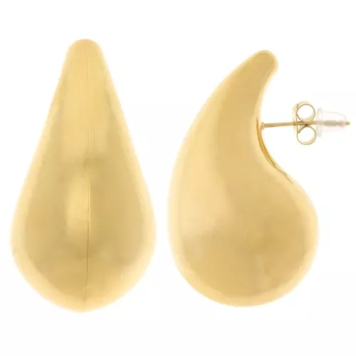 Pendientes gota abombada 39x21 mm - Acero inoxidable 304 Dorado x2