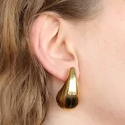 Pendientes gota abombada 39x21 mm - Acero inoxidable 304 Dorado x2