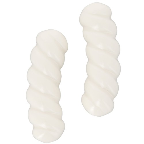 Cuentas de tubo curvado retorcido 31x10mm en resina opaca - Crudo x4