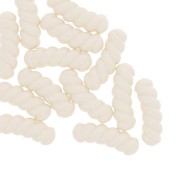 Cuentas de tubo curvado retorcido 31x10mm en resina opaca - Crudo x4