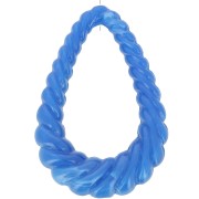 Colgante gota hueca retorcida 36x24,5 mm en resina opaca - Azul real jaspeado x1|raw }}