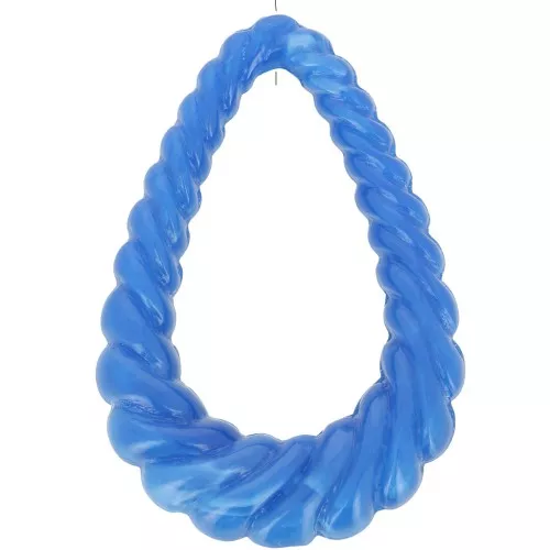 Colgante gota hueca retorcida 36x24,5 mm en resina opaca - Azul real jaspeado x1
