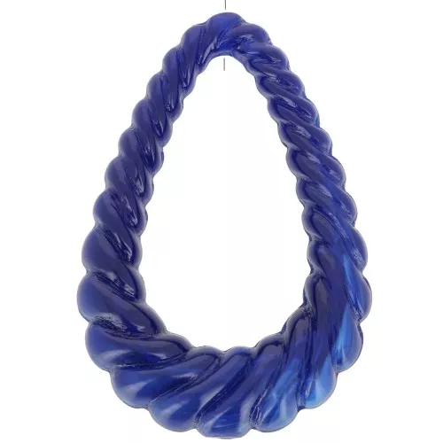 Colgante gota hueca retorcida 36x24,5 mm en resina opaca - Azul marino jaspeado x1