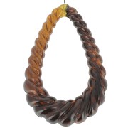 Colgante gota hueca retorcida 36x24,5 mm resina translúcida - Ámbar jaspeado x1