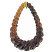 Pendentif goutte évidé torsadé 36x24.5 mm résine translucide - Ambre marbré x1