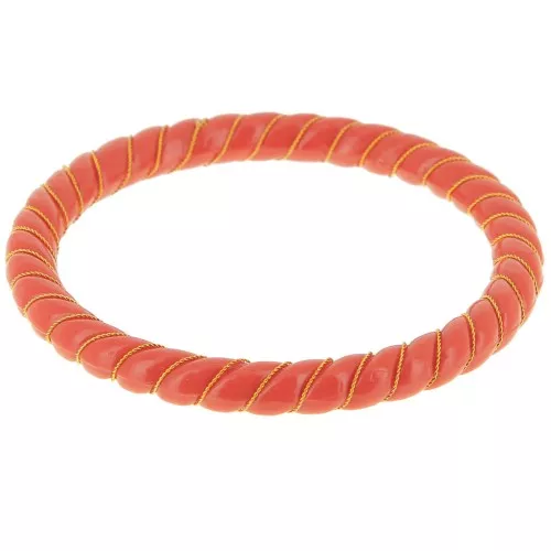 Collar Pulsera Retorcida de Resina Opaca con Hilo dorado 64 mm - Terracota x1