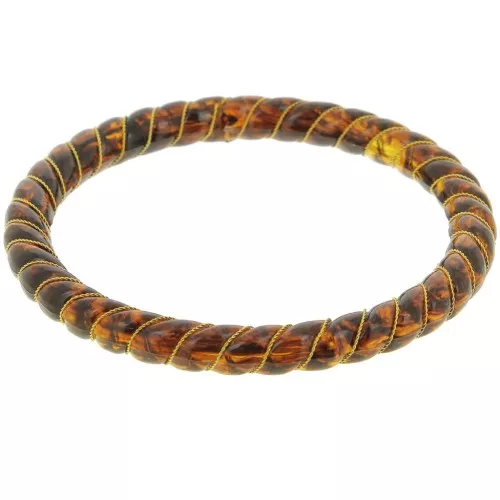 Pulsera brazalete en resina translúcida con hilo del Dorado 64 mm - Ambar jaspeado x1