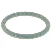 Collar pulsera trenzado de resina opaca con alambre dorado 64 mm - Celadon x1