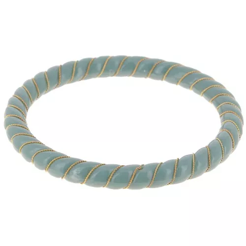 Collar pulsera trenzado de resina opaca con alambre dorado 64 mm - Celadon x1