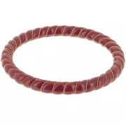 Bracelet jonc torsadé en résine opaque avec fil doré 64 mm - Bordeaux x1