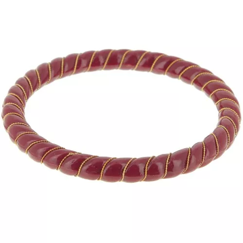 Pulsera de eslabones trenzados de resina opaca con hilo dorado 64 mm - Granate x1