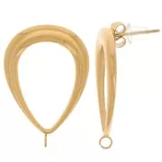 Pendientes huecos 26x18mm con anilla abierta - Acero inoxidable dorado 304L x2