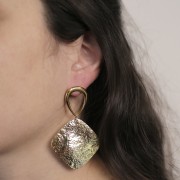 Pendientes huecos 26x18mm con anilla abierta - Acero inoxidable dorado 304L x2