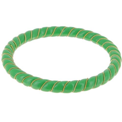 Collar pulsera trenzado de resina opaca con alambre dorado 64 mm - Verde abeto x1