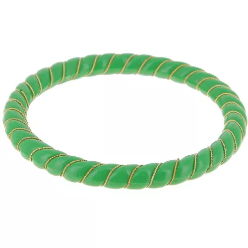 Collar pulsera trenzado de resina opaca con alambre dorado 64 mm - Verde abeto x1