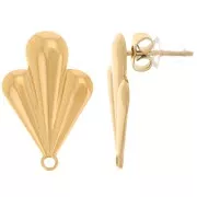 Pendientes de hoja 20x13 mm con anillo cerrado - Acero inoxidable dorado 304L x2