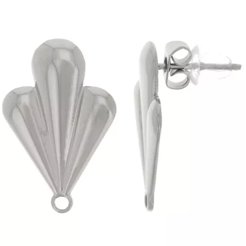 Pendientes hoja 20x13 mm con anillo cerrado - acero inoxidable 304L x2