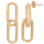 Pendientes de eslabón de cadena rectangular de 29,5 mm - Acero inoxidable dorado 304 x2