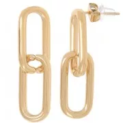 Pendientes de eslabón de cadena rectangular de 29,5 mm - Acero inoxidable dorado 304 x2