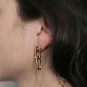 Pendientes de eslabón de cadena rectangular de 29,5 mm - Acero inoxidable dorado 304 x2