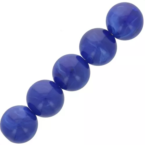Cuentas de resina opaca 6 mm - Azul marino jaspeado x20