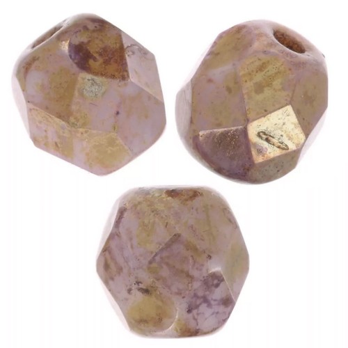 Facetas 4 mm Blanco Tiza Lila Oro Lustre x50