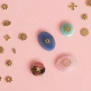 Elementos florales pequeños 6 mm - Acero inoxidable 316L dorado x4