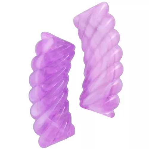 Abalorios acrílicos transparentes tubo curvado 35x12mm - Violeta jaspeado x6