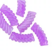 Abalorios acrílicos transparentes tubo curvado 35x12mm - Violeta jaspeado x6