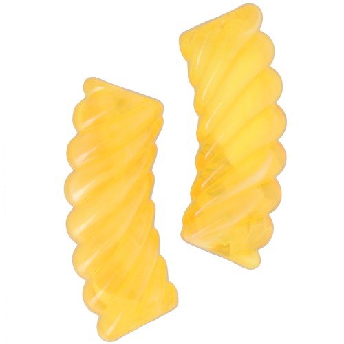 Cuentas acrílicas transparentes tubo curvo 35x12mm - Amarillo jaspeado x6