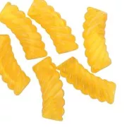 Cuentas acrílicas transparentes tubo curvo 35x12mm - Amarillo jaspeado x6