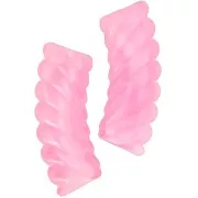Abalorios acrílicos transparentes tubo curvado 35x12mm - Rosa jaspeado x6
