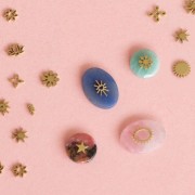 Elementos solares 6 mm acero inoxidable 316L dorado x4