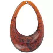 Colgante gota acrílico transparente 45x30 mm - Ámbar moteado x1