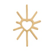 Elementos sol con corazón a pegar 7,5x5 mm - Acero inoxidable 316L Dorado x4