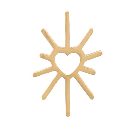 Elementos sol con corazón a pegar 7,5x5 mm - Acero inoxidable 316L Dorado x4