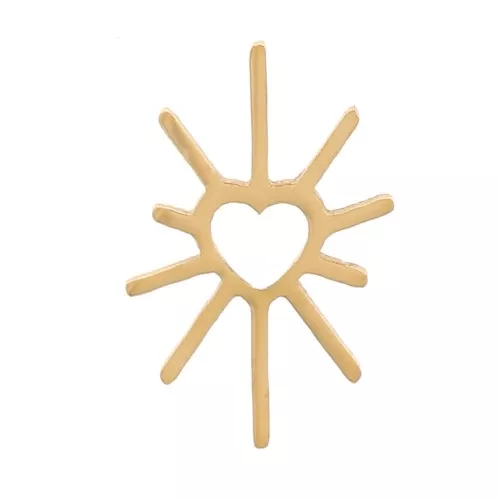 Elementos sol con corazón a pegar 7,5x5 mm - Acero inoxidable 316L Dorado x4