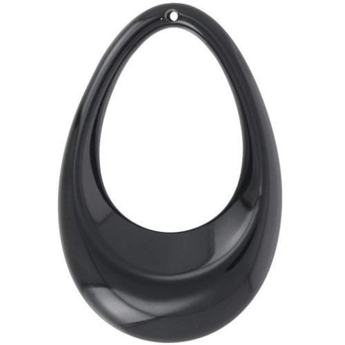 Colgante gota hueca en acrílico opaco 45x30 mm - Negro x1