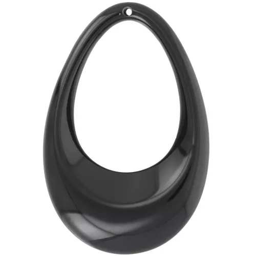 Colgante gota hueca en acrílico opaco 45x30 mm - Negro x1
