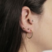 Pendientes de aro abierto de 20 mm con alambre de cuentas - Acero inoxidable 304L Dorado x2