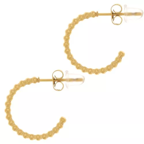 Pendientes de aro abierto de 16 mm con alambre de cuentas - Acero inoxidable 304L Dorado x2