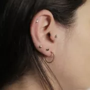 Pendientes de aro abierto de 16 mm con alambre de cuentas - Acero inoxidable 304L Dorado x2