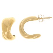 Pendientes de aro ancho abierto 16 mm - Acero inoxidable 316L dorado x2
