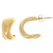 Pendientes de aro ancho abierto 16 mm - Acero inoxidable 316L dorado x2