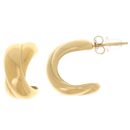 Pendientes de aro ancho abierto 16 mm - Acero inoxidable 316L dorado x2