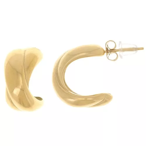 Pendientes de aro ancho abierto 16 mm - Acero inoxidable 316L dorado x2